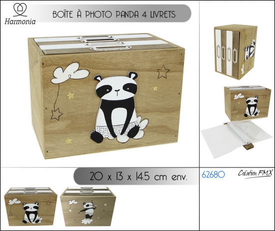 Boîte à photo Panda, 4 livrets, pour photos 10 x 15 cm 20X12.8X14.2cm