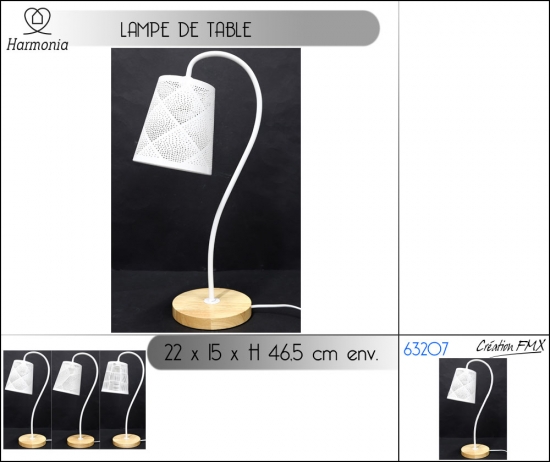 Lampe de table métal 3 assortis couleur blanche 22x15x46.5