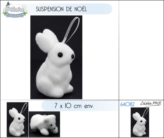 Suspension Lapin Polaire 10x7cm env. 2 mod asst