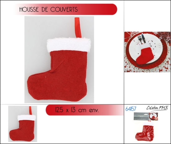 Botte de noel range couverts  - Dim: 13x12.5cm