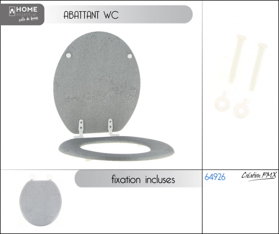 Abattant WC Gris en MDF effet marbre 1 asst