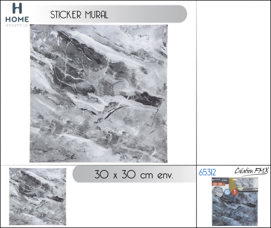 Sticker mural MARBRE 30 x 30cm env - x1 pc - Gris