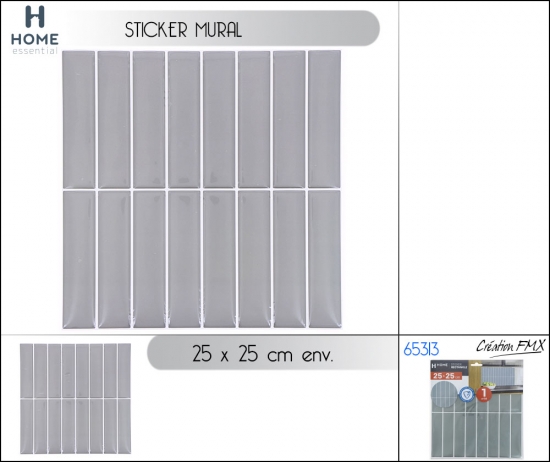 Sticker mural rectangle vertical 25 x 25cm env  x1pc - Bleu persan