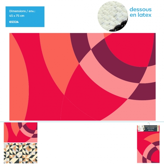 Tapis imprimé motif géométrique / 2 coloris assortis, 45 x 75 cm