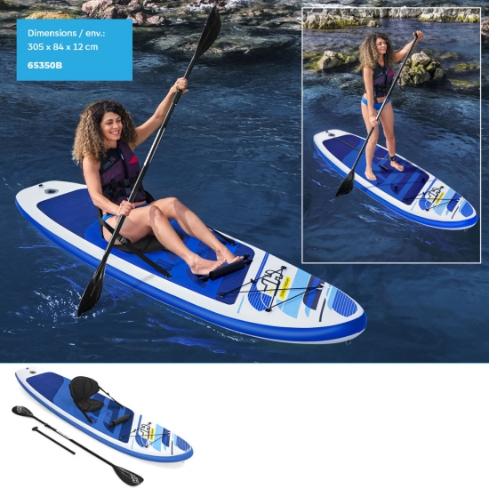 Paddle gonflable avec assise (305x84x12cm env.)