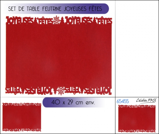 Set de table fetrine Joyeuses Fêtes Rect 40x29cm env. / couleur Rouge