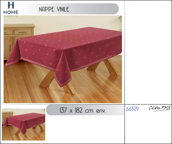 Nappe rectangle en vinyle effet tissé  137x182 cm - Bordeaux