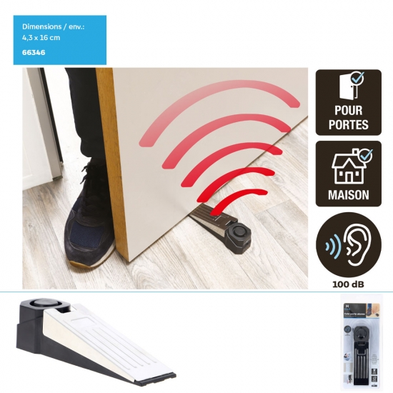 Cale-porte avec alarme 100dB - Dim 4,3x16 cm env.