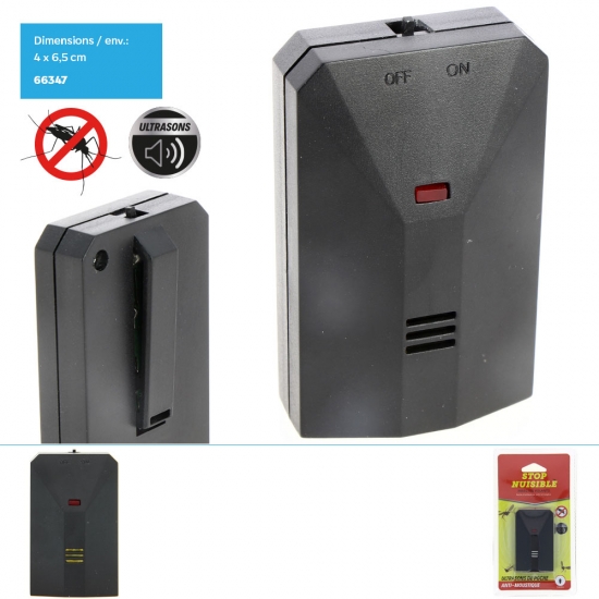 Anti-moustique ultrasons de poche(format voyage) Dim 4x6.5cm env.2 piles AAA