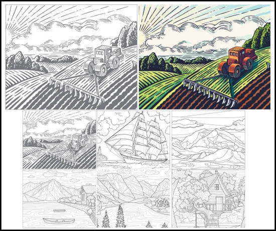 Toile à peindre pré-dessiné 24x30cm env - 6 assts