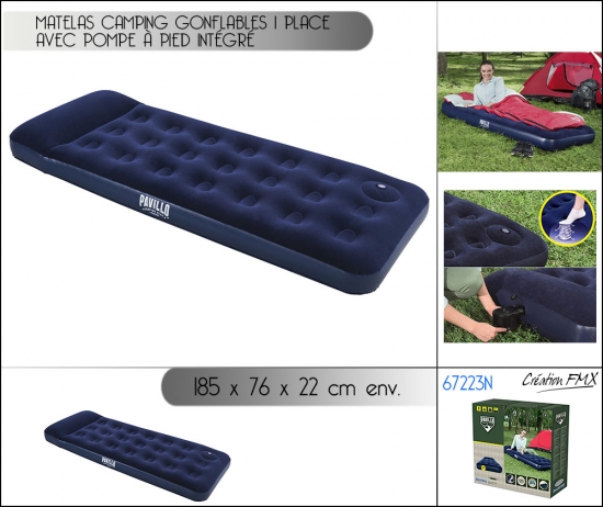 Matelas avec pompe à pied intégrée/ 1 place 185X76X22 cm
