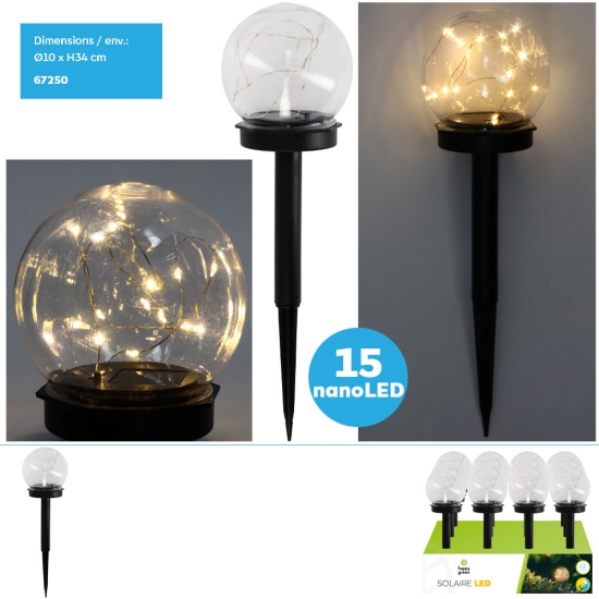 Lampe solaire Boule 15 Nano LED ((Dia)10x(H)34cm env.