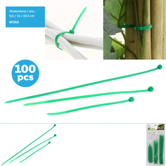 Colliers d'attache multi-usages x100pcs (3 tailles mixées)
