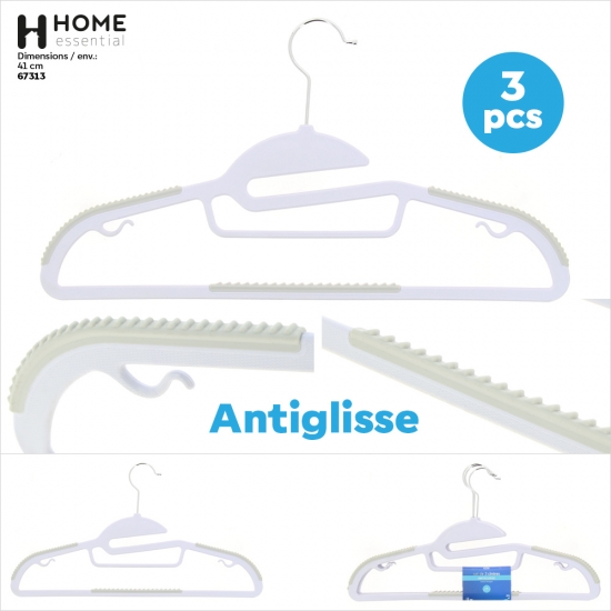 3 cintres anti glisse plastique 41cm env.