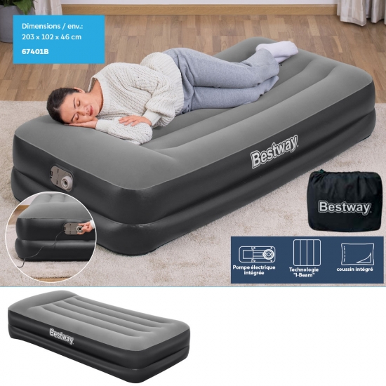 Matelas pneumatique+ pompe éléctrique intégrée / 1 place - 191cm x 97cm x 46cm env.