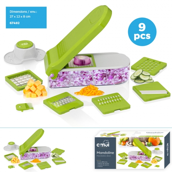 Mandoline 9 pièces 27x12x8 cm env.