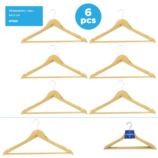 Cintres bois 44.5 cm env. x6 pcs