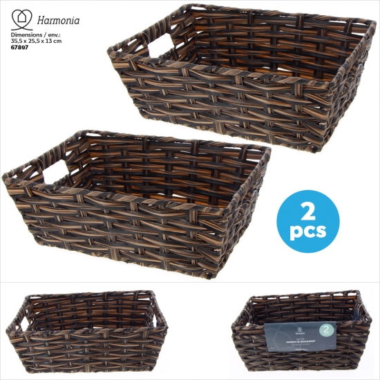 Set 2 Paniers immitation Rattan Marron