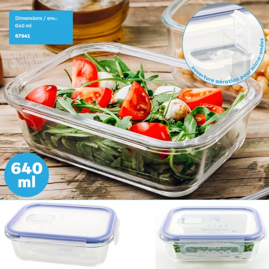 Boite de conservation verre 640ml rectangle up-down