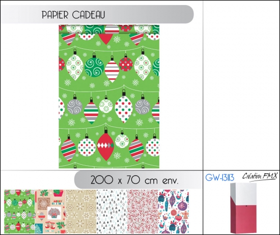 Papier cadeaux classic noël - 5 modèles assortis