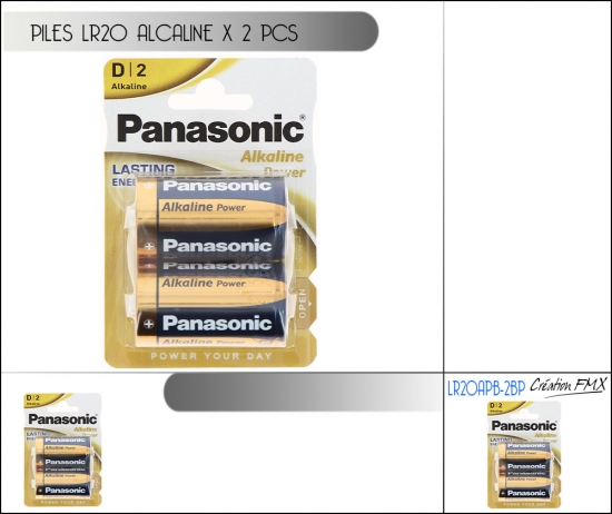 Piles PANASONIC LR20 Alcaline x2pcs